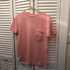 Tea Party vintage women pink salmon single-stitch T-shirt, S